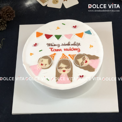 111 (70) Bánh kem vẽ 3 cô gái