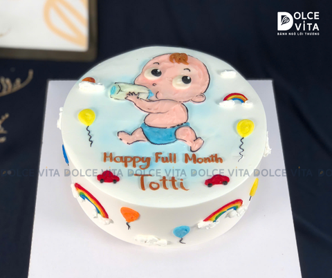 [1514]  (90) Bánh vẽ bé trai cho dịp chúc mừng thôi nôi - đầy tháng