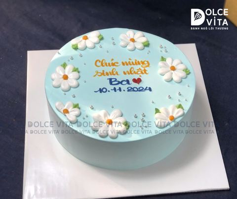 [1921] Bánh kem trang nhã vẽ hoa cúc tặng cho nhiều dịp