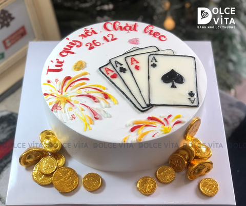 [2945] (70) Bánh chủ đề Baccarat - Sòng bài - Casino - Đánh bài