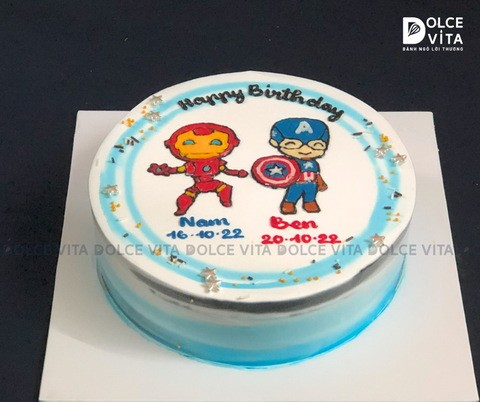 [1220] (120) Bánh Sinh Nhật Iron Man và Captain America - Phim siêu anh hùng Marvel