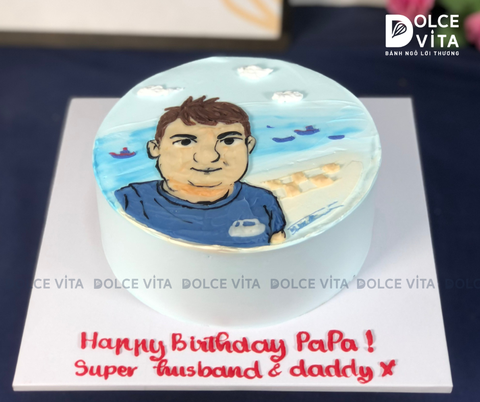 [2045] (80) Bánh vẽ phác họa lại chân dung - món quà sinh nhật độc đáo