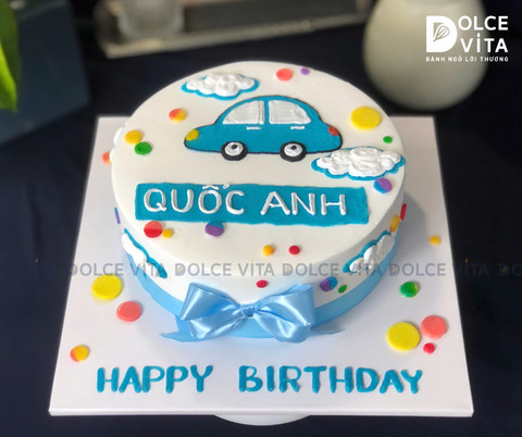 706 (80) Bánh vẽ ô tô tone xanh cho bé trai