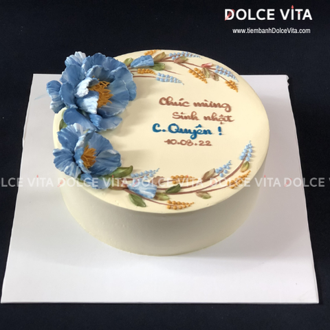 [1289] (90-120-180) Bánh kem sinh nhật đẹp tại quận 7 – Tạo hình bông hoa nghệ thuật bằng bay