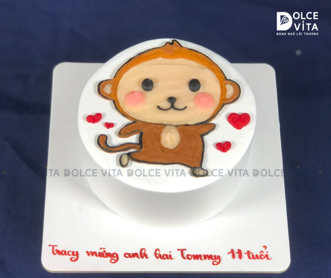 [1722] (30) Bánh kem mini (bento) vẽ hình Chú Khỉ