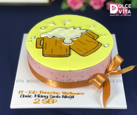 [209] Bánh kem vẽ hình ly bia cụng nhau