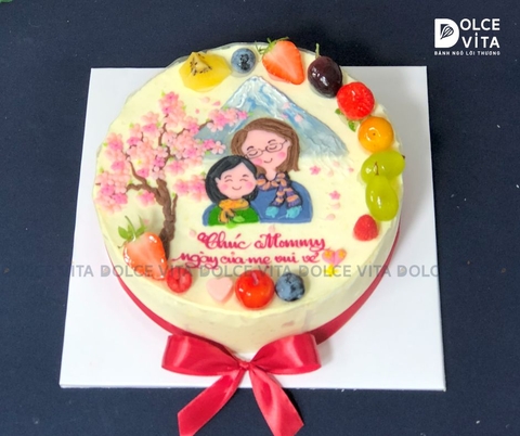 [1294] (100) Bánh kem phác thảo hình mẹ – Quà tặng ý nghĩa cho Ngày của Mẹ
