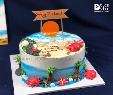 [1304] (150) Bánh kem chủ đề Hoàng hôn trên biển
