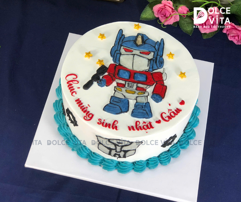 [2020] (100) Bánh kem vẽ siêu nhân Transformers cho bé trai