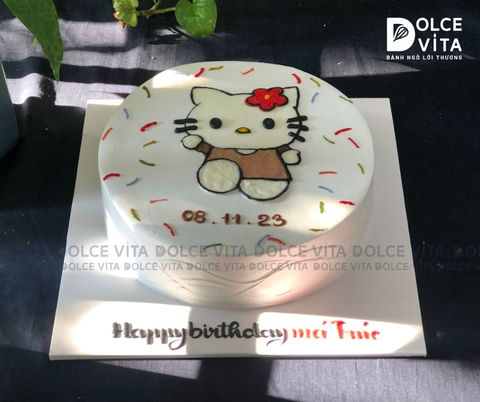 [1556] (60) Bánh Kem Vẽ Hình Hello Kitty – Món Quà Ngọt Ngào Cho Bé