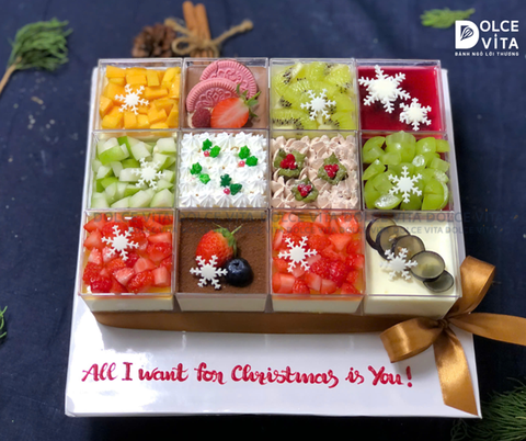 N805 Set ly trang trí trái cây chủ đề Giáng sinh