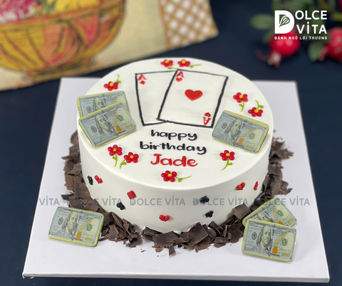 [1751] (40) Bánh chủ đề Baccarat - Bài - Casino