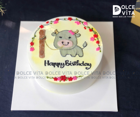 889 (60) Bánh vẽ con nghé (trâu con) và cái cọc