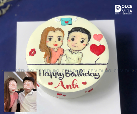 [632] (90+) Bánh Kem Chibi Cặp Đôi -  Món quà Phác Họa Chân Dung Độc Đáo