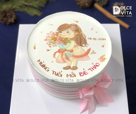 [1891]] (80) Bánh vẽ cô gái đáng yêu nhí nhảnh cho các dịp sinh nhật, chúc mừng