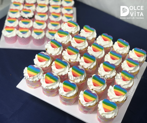 465 Set Cupcake trang trí trái tim cầu vồng - dành cho Pride month, cộng đồng LGBT