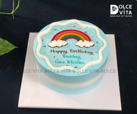 [0719] (40) Bánh kem vẽ chủ đề cầu vồng - rạng rỡ và vui tươi