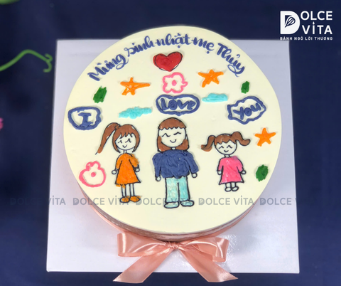 [1912] (80) Bánh phác thảo lại bức tranh bé vẽ gia đình - lưu giữ kỷ niệm tình thân