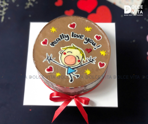 1111 (40) Bánh socola mousse vẽ hình