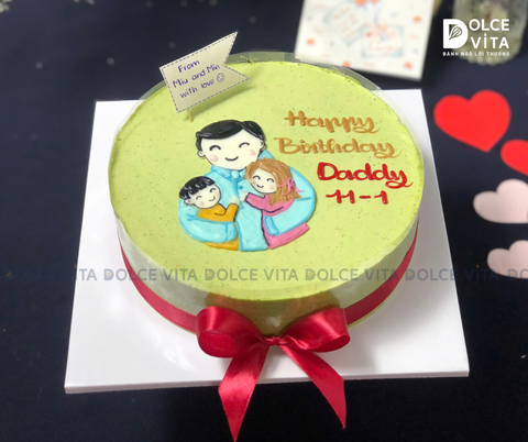 1087 (80) Matcha Yogurt vẽ hình cha con