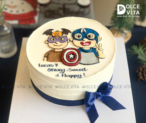 [2829] (130) Bánh kem chủ đề Marvel - Captain America (siêu anh hùng)