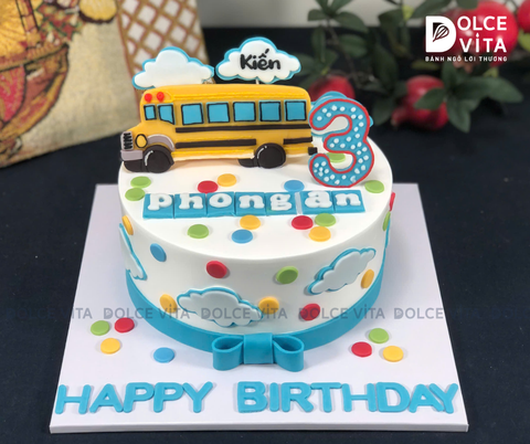 [2921] (200) Bánh kem chủ đề xe buýt (School bus)