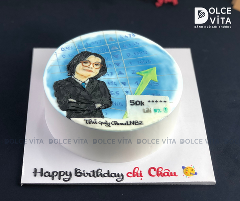 356 (90) Bánh vẽ hình nữ nhân viên chứng khoán