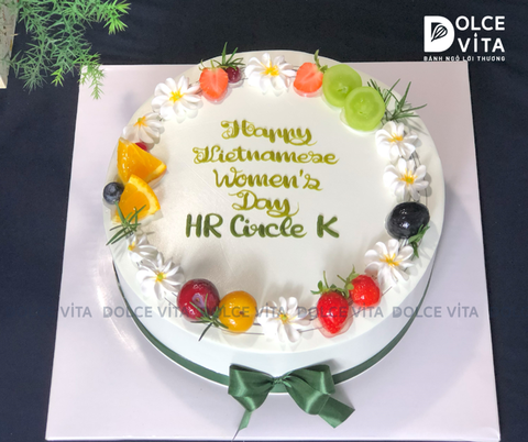 [827] Bánh mixed fruit trang trí hoa và trái cây 20.10