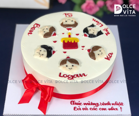 [1897] (90)  Bánh kem vẽ hình bà và các cháu – Món quà sinh nhật tặng ông bà