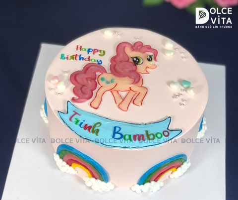 300 (80) Vẽ ngựa Pony Pinky Pie (Unicorn) màu hồng cầu vồng cho bé gái