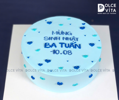 [1914] Bánh kem vẽ trái tim tone xanh dương tặng người thân thương cho nhiều dịp