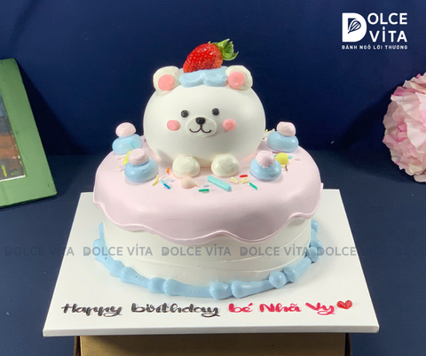 [0817] (90) Bánh Sinh Nhật Tạo Hình Gấu Trắng 3D Dễ Thương Cho Bé