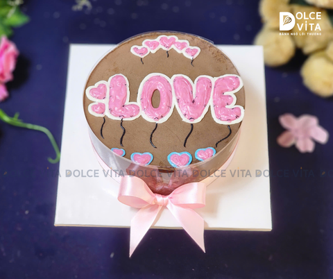 1112 Chocolate mousse viết chữ LOVE