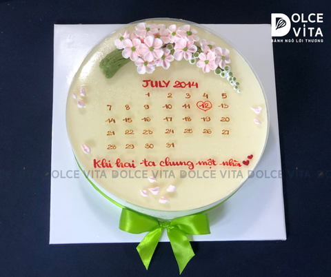 020 Green Tea Lemon (Bánh mousse trà xanh chanh) vẽ lịch và hoa