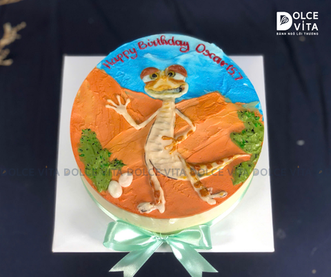 [1548] (90) Bánh Kem Vẽ Nhân Vật Oscar – Món Quà Đặc Biệt Cho Bé Yêu Thích Thằn Lằn Oscar
