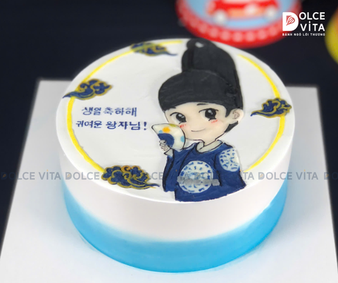 [1638] (90) Bánh kem vẽ bé trai trong trang phục Hanbok - dành tặng cho em bé Hàn Quốc