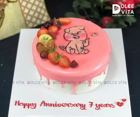 [2891] (60) Bánh vẽ chủ đề Heo cho sinh nhật và kỷ niệm