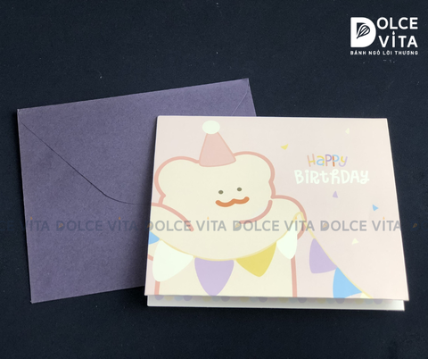 Thiệp sinh nhật hình bánh kem 3D (Xanh Tím)