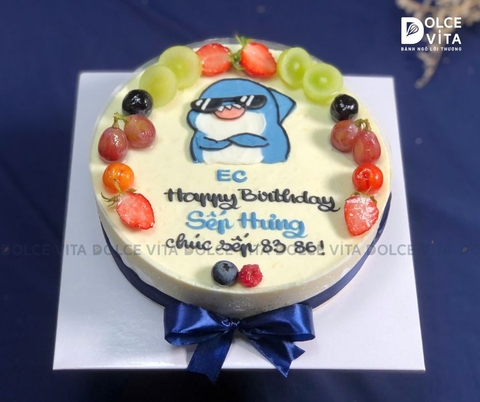 [1283] (25) Bánh kem vẽ meme Cool Shark (Sunglasses Shark) - ngầu và tự tin