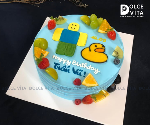 [2039] (480) Bánh sinh nhật Roblox - Chủ đề Noob và vịt vàng