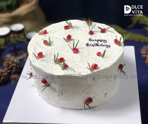 1022 Bánh tối giản trang trí hạt lựu và hương thảo