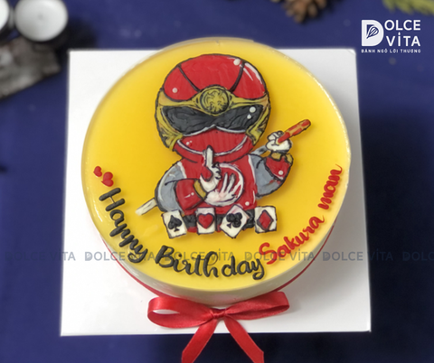 [1894] (80) Bánh kem vẽ Siêu nhân (Siêu nhân Gao) cho sinh nhật bé trai