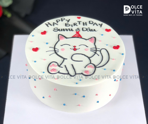 [933] (30) Bánh vẽ nét mèo đáng yêu cho bé