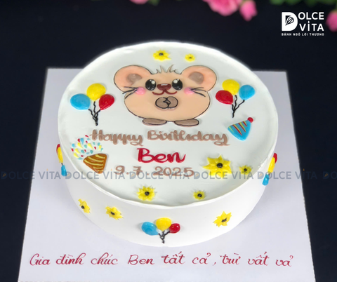 [1609] (50) Bánh kem vẽ chú Chuột dễ thương - Quà tặng cho người tuổi Tý