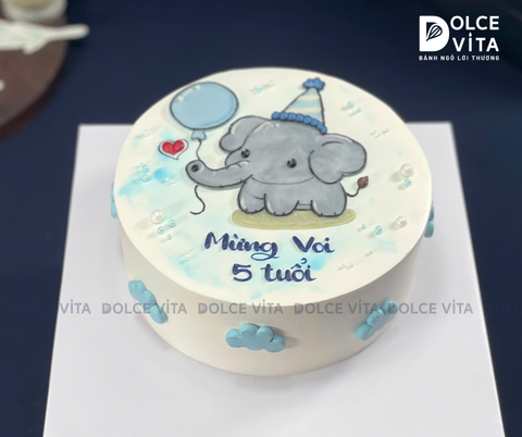 [1555] (30) Bánh kem vẽ hình chú voi tặng bé
