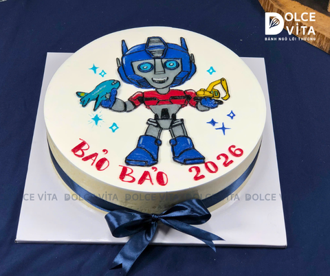 [3040] (100) Bánh kem vẽ siêu nhân Optimus Prime (Transformers) cho bé trai