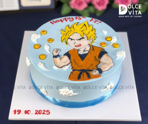 [2048] (90) Bánh kem vẽ nhân vật Songoku (Bảy viên ngọc rồng)
