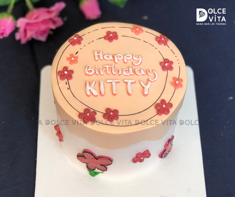 [1741] Bánh kem mini (bento) trang trí hoa nhí đơn giản