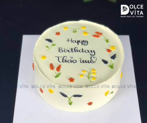 725 (40) Bánh Kem Vẽ Hoa Đồng Nội – Hoa Nhí Tinh Tế & Mộc Mạc