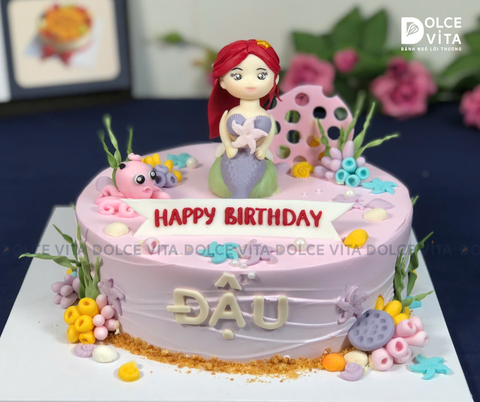 [1761] (350) Đặt trước 3 ngày -  Bánh tạo hình chủ đề nàng tiên cá Ariel - Đại dương